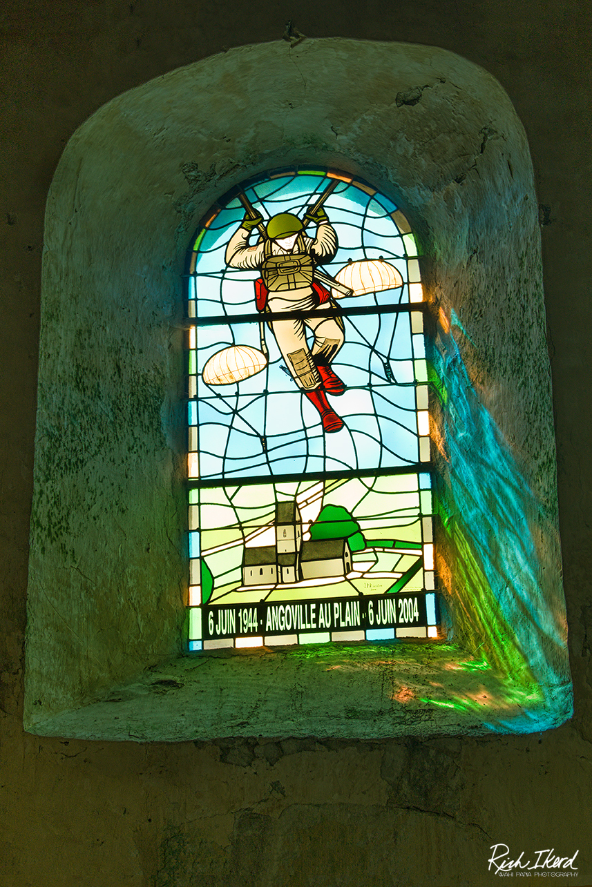 Angoville-au-Plain Paratrooper Stained Glass